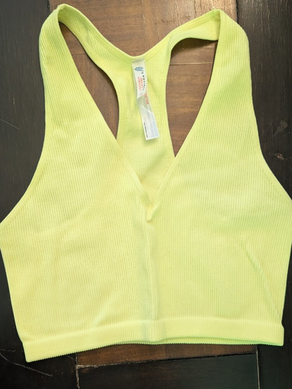 FP Movement Neon Yellow Ribbed Tank Bodysuit Size Large